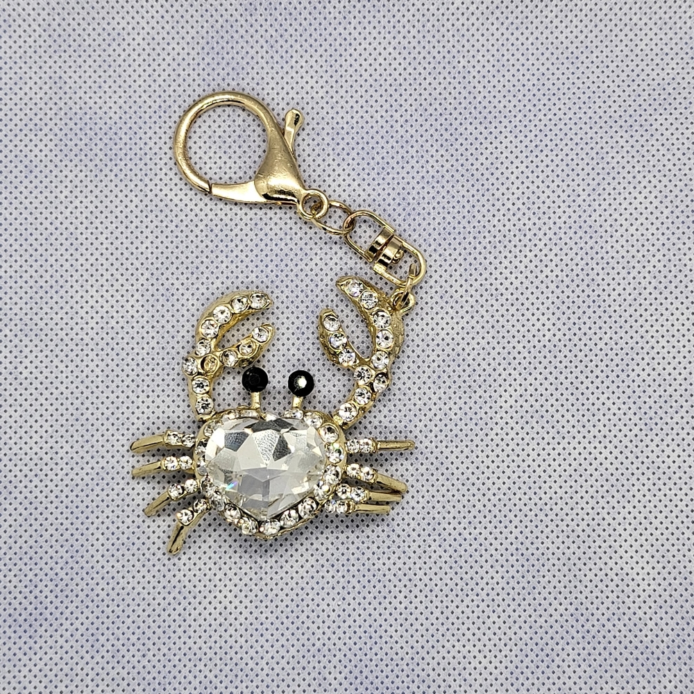 Rhinestone keychain with swivel and clasp.